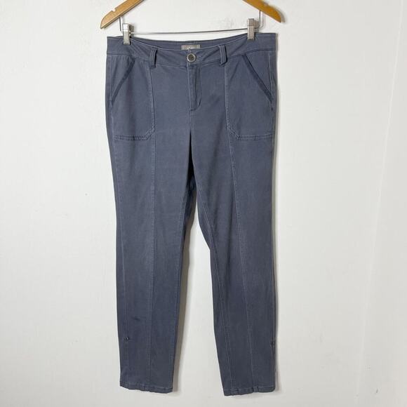 Motto Women's Utility Pants 10 Gray Blue Roll Cuff Soft Sateen Stretch Straight - Picture 3 of 12